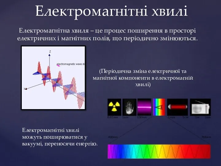 Електромагнітна хвиля – це процес поширення в просторі електричних і магнітних