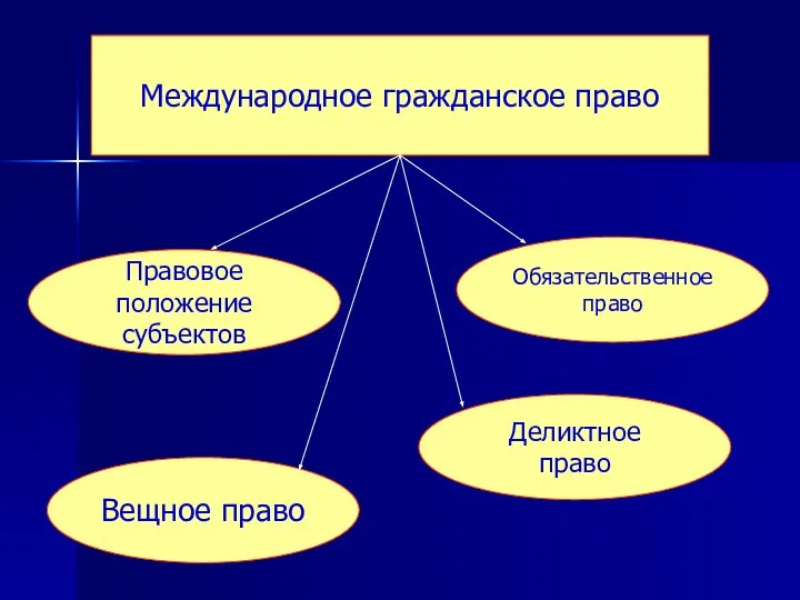 Международное гражданское право Вещное право Обязательственное право Деликтное право Правовое положение субъектов