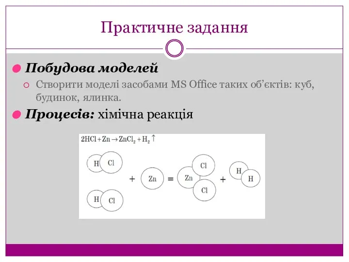 Практичне задання Побудова моделей Створити моделі засобами MS Office таких об’єктів: