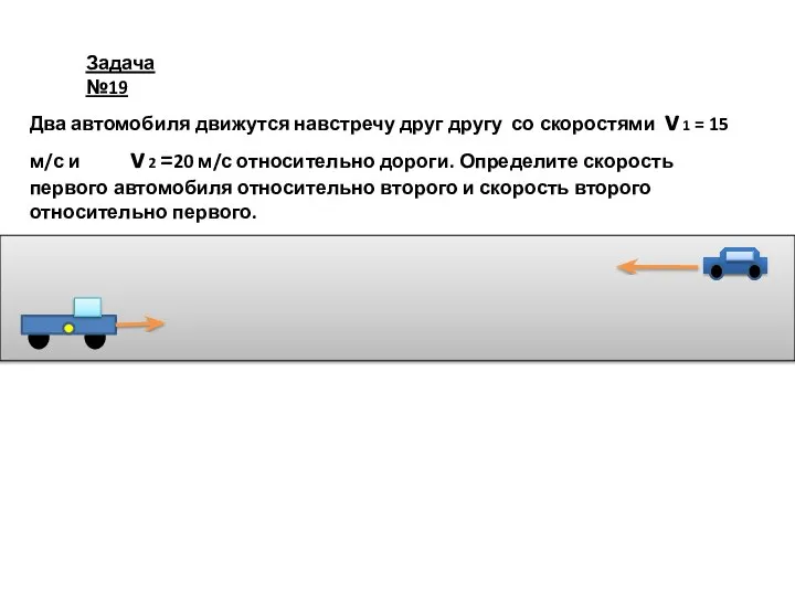 Задача №19 Два автомобиля движутся навстречу друг другу со скоростями v