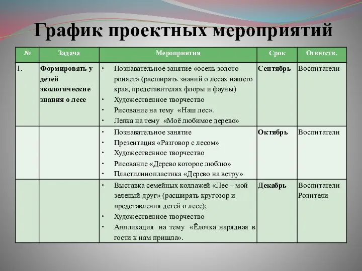 График проектных мероприятий