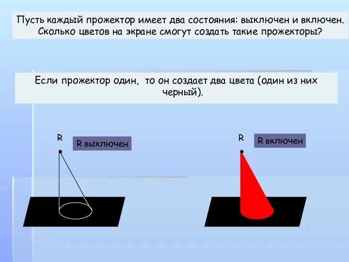 Если прожектор один, то он создает два цвета (один из них