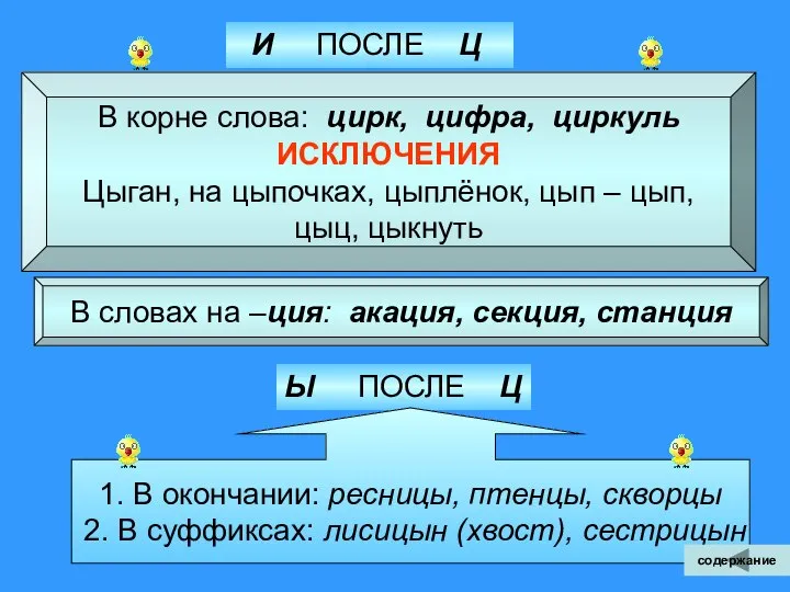 И ПОСЛЕ Ц В корне слова: цирк, цифра, циркуль ИСКЛЮЧЕНИЯ Цыган,