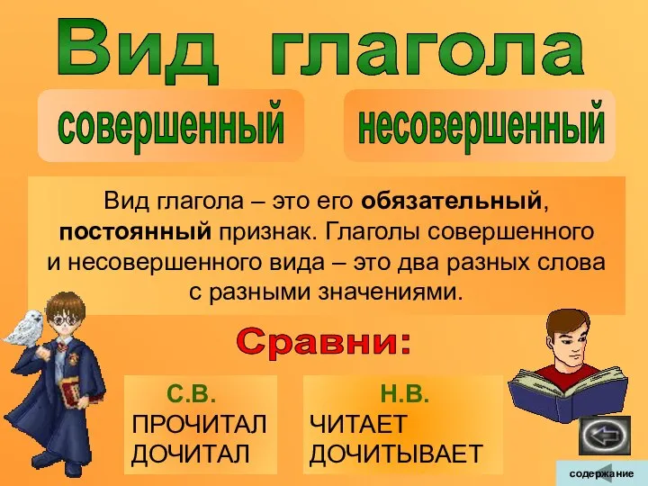 Вид глагола несовершенный совершенный Вид глагола – это его обязательный, постоянный