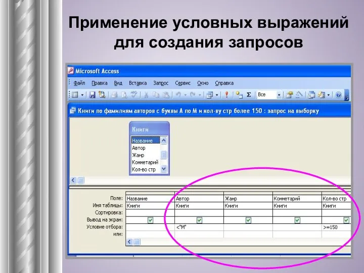 Применение условных выражений для создания запросов