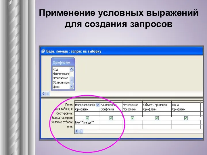 Применение условных выражений для создания запросов