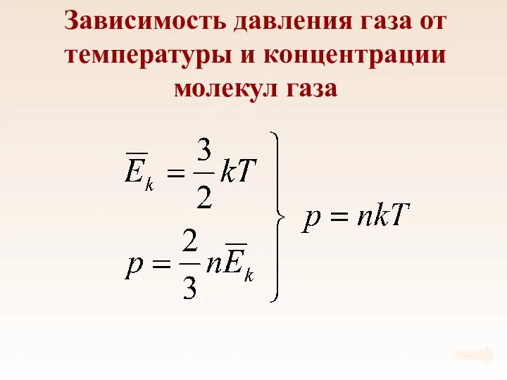 Зависимость давления газа от температуры и концентрации молекул газа