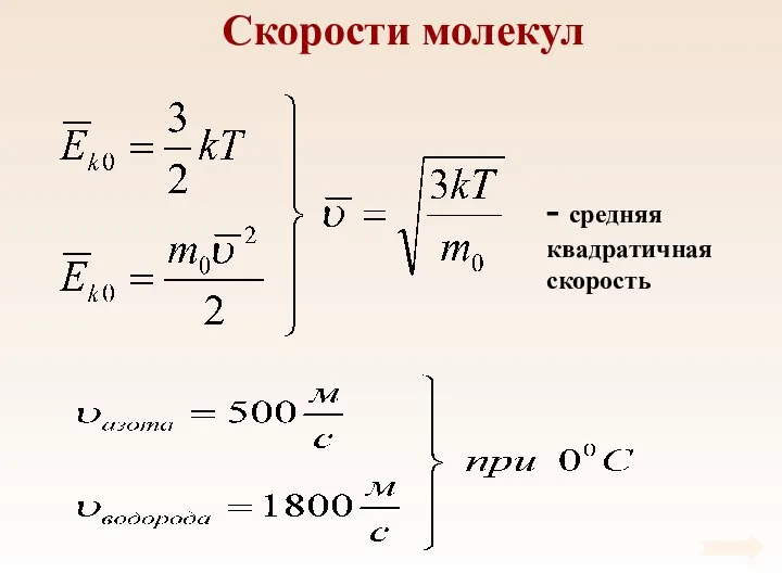 Скорости молекул