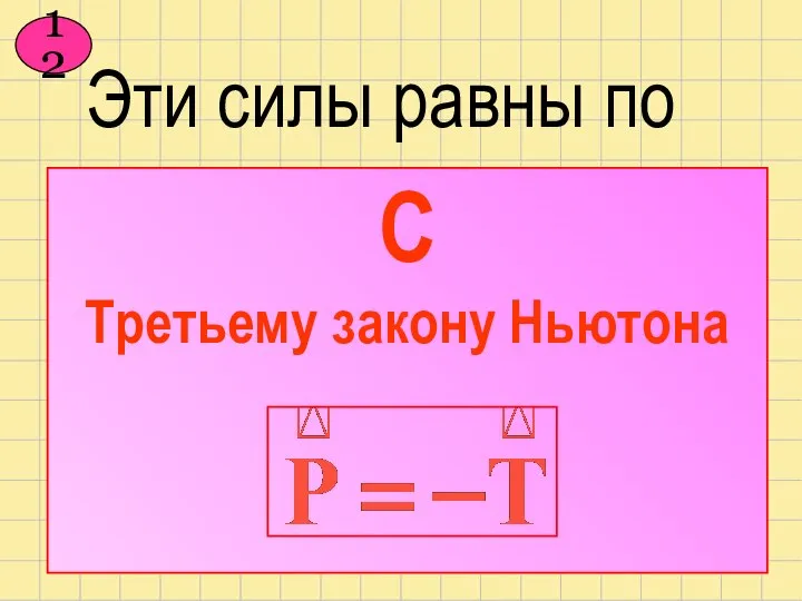 12 Эти силы равны по А Первому закону Ньютона В Второму