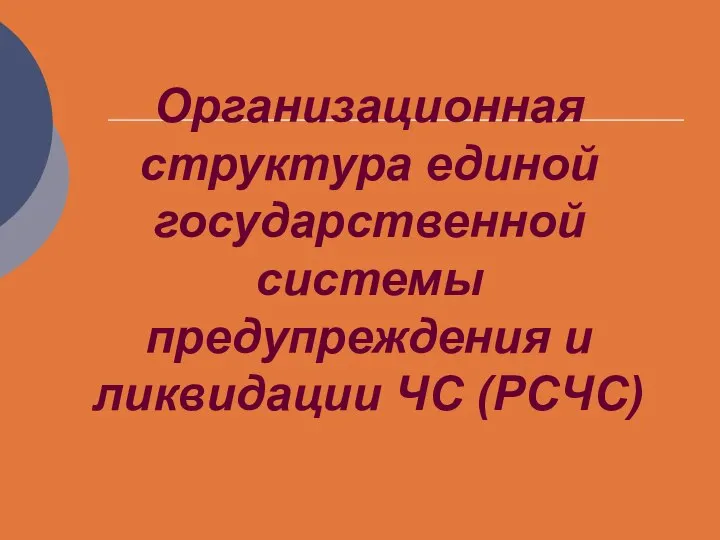 Организационная структура единой государственной системы предупреждения и ликвидации ЧС (РСЧС)