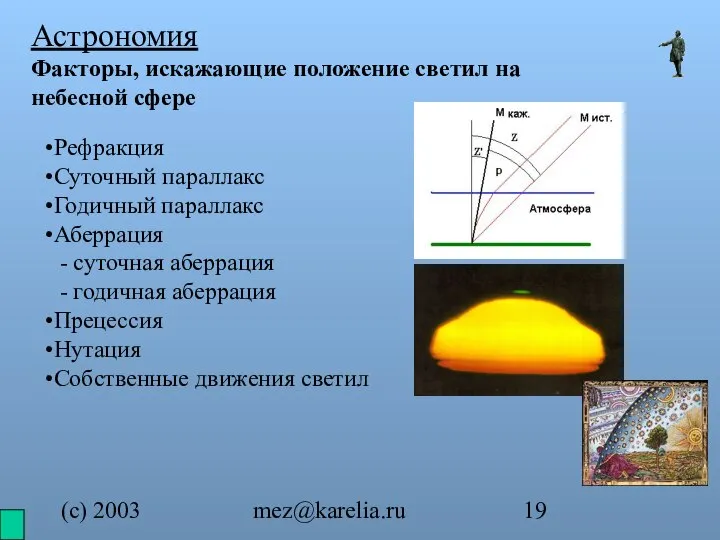 (с) 2003 mez@karelia.ru Астрономия Факторы, искажающие положение светил на небесной сфере