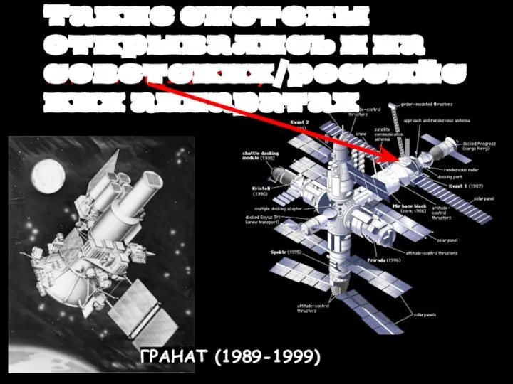 МИР-КВАНТ (1987-2001) ГРАНАТ (1989-1999) Такие системы открывались и на советских/российских аппаратах