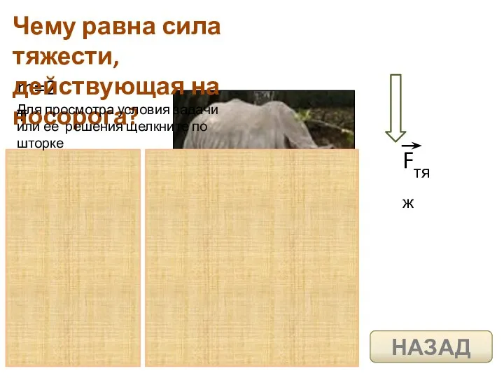 m=2 т Чему равна сила тяжести, действующая на носорога? Для просмотра