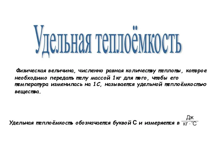 Физическая величина, численно равная количеству теплоты, которое необходимо передать телу массой