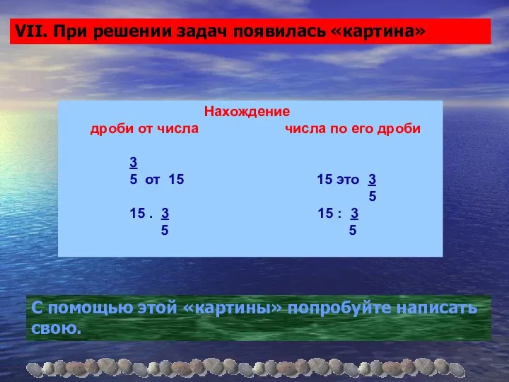 VII. При решении задач появилась «картина» С помощью этой «картины» попробуйте