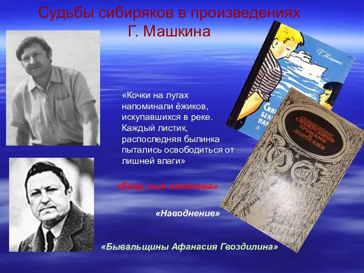 Судьбы сибиряков в произведениях Г. Машкина «Кочки на лугах напоминали ёжиков,