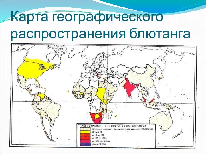 Карта географического распространения блютанга