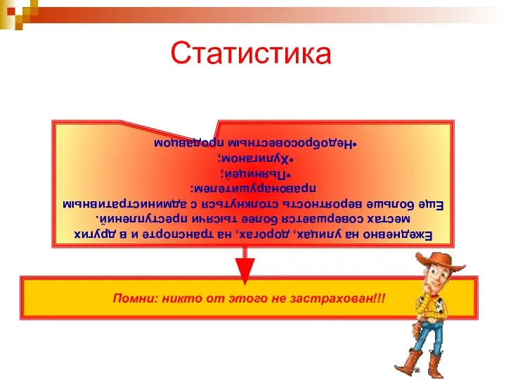 Помни: никто от этого не застрахован!!! Статистика Ежедневно на улицах, дорогах,