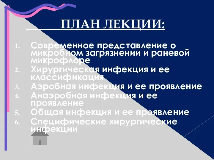 ПЛАН ЛЕКЦИИ: Современное представление о микробном загрязнении и раневой микрофлоре Хирургическая