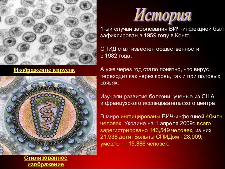 1-ый случай заболевания ВИЧ-инфекцией был зафиксирован в 1959 году в Конго.