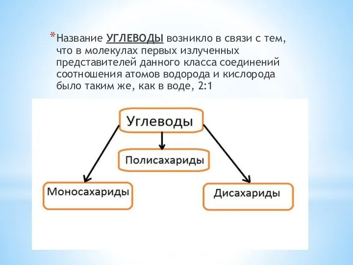 Название УГЛЕВОДЫ возникло в связи с тем, что в молекулах первых