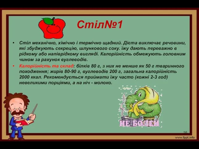 Стіл№1 Стіл механічно, хімічно і термічно щадний. Дієта виклю­чає речовини, які