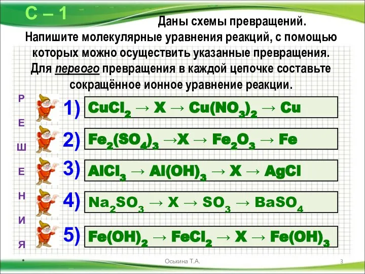 Даны схемы превращений. Напишите молекулярные уравнения реакций, с помощью которых можно