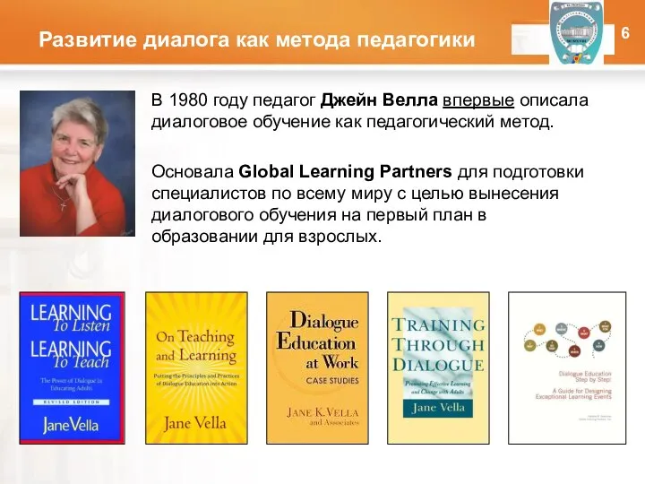 Развитие диалога как метода педагогики В 1980 году педагог Джейн Велла
