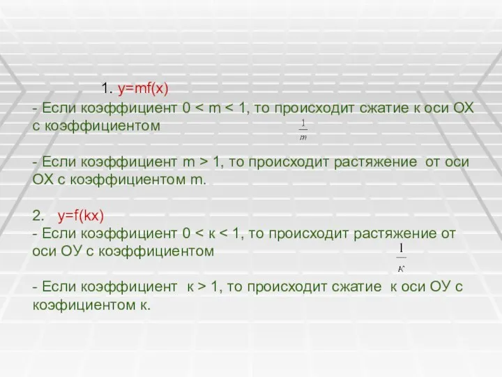 1. у=mf(x) - Если коэффициент 0 1, то происходит растяжение от