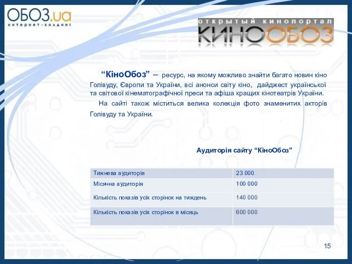 “КіноОбоз” – ресурс, на якому можливо знайти багато новин кіно Голівуду,