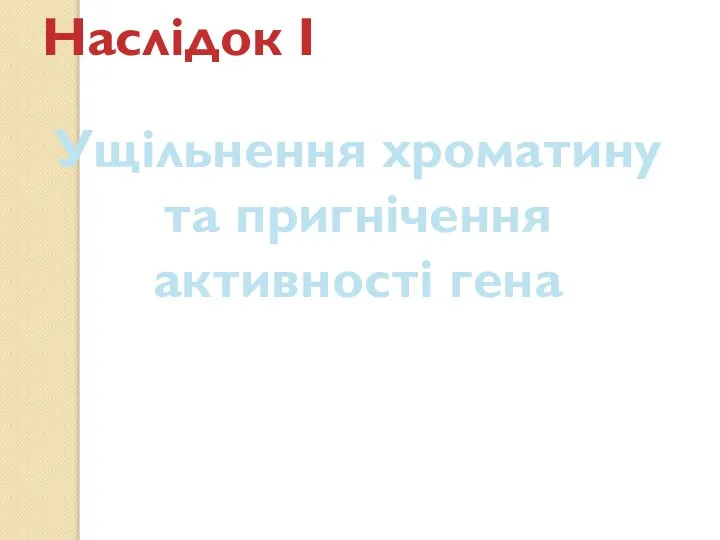 Наслідок І Ущільнення хроматину та пригнічення активності гена