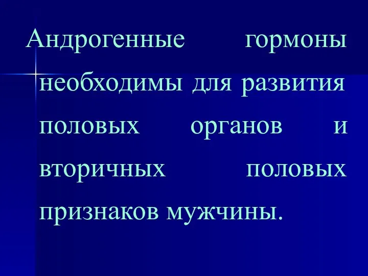 Андрогенные гормоны необходимы для развития половых органов и вторичных половых признаков мужчины.