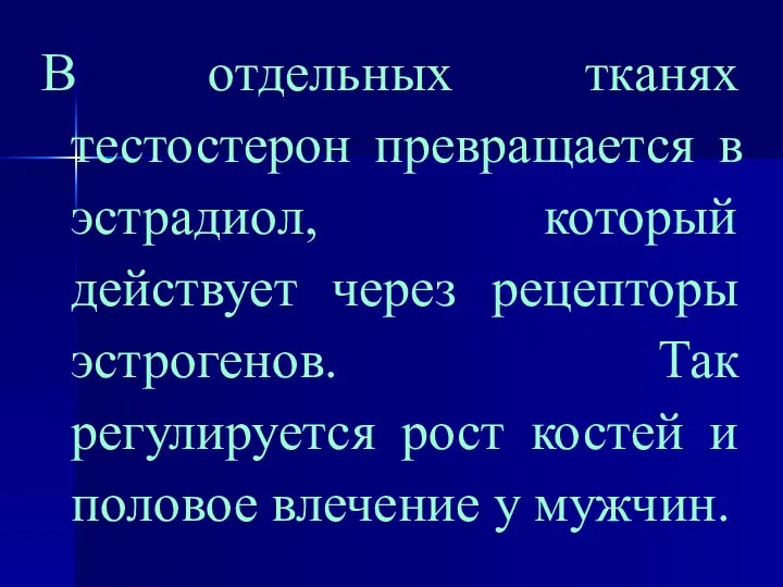 В отдельных тканях тестостерон превращается в эстрадиол, который действует через рецепторы