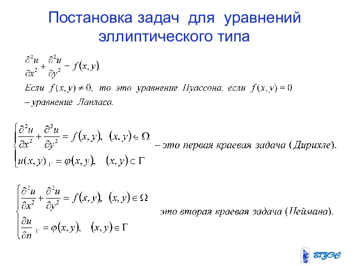 Постановка задач для уравнений эллиптического типа