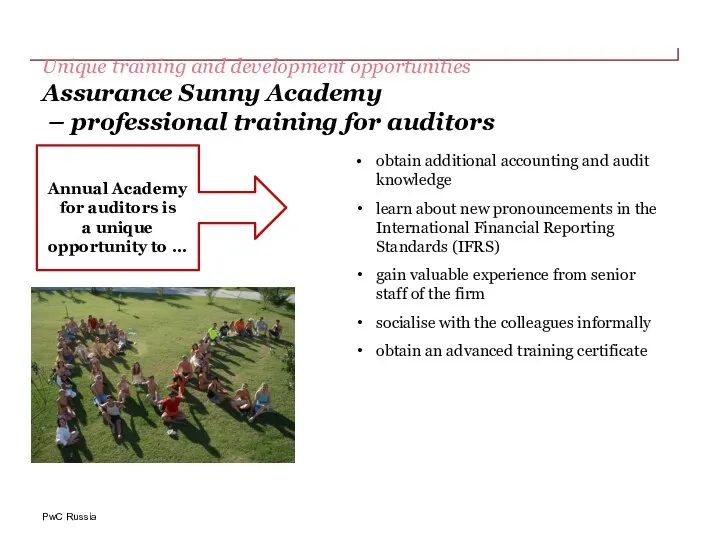 Unique training and development opportunities Assurance Sunny Academy – professional training