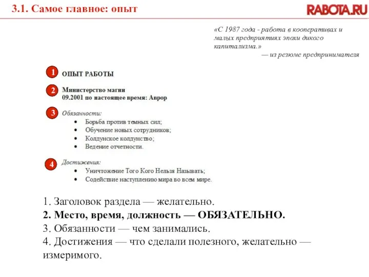 3.1. Самое главное: опыт «С 1987 года - работа в кооперативах