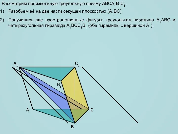 A B C B1 A1 C1 C A1 B Рассмотрим произвольную