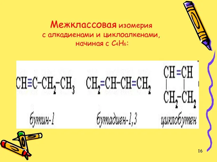 Межклассовая изомерия с алкадиенами и циклоалкенами, начиная с С4Н6: