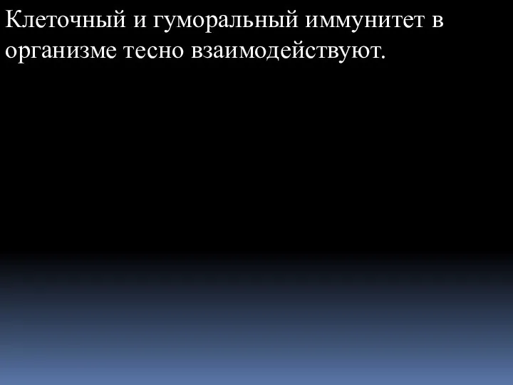 Клеточный и гуморальный иммунитет в организме тесно взаимодействуют.