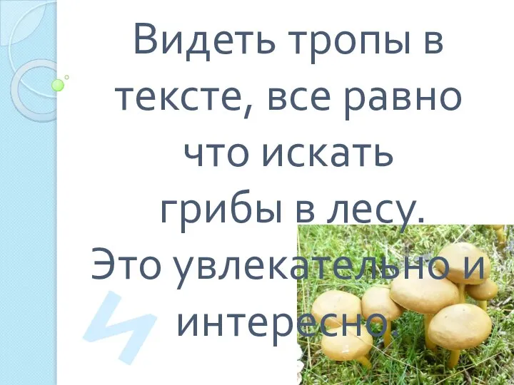 Видеть тропы в тексте, все равно что искать грибы в лесу. Это увлекательно и интересно. И