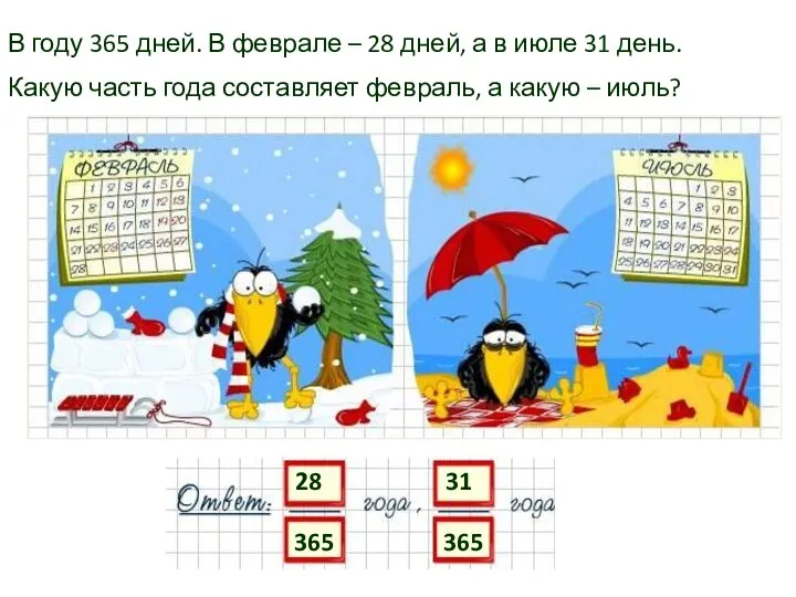 В году 365 дней. В феврале – 28 дней, а в