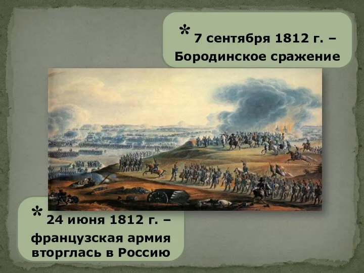 * 24 июня 1812 г. – французская армия вторглась в Россию