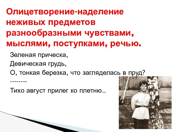 Зеленая прическа, Девическая грудь, О, тонкая березка, что загляделась в пруд?