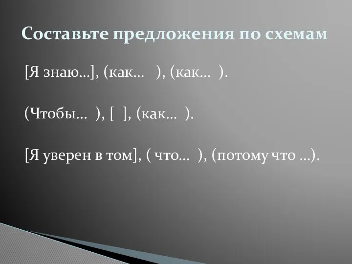 [Я знаю…], (как… ), (как… ). (Чтобы... ), [ ], (как…