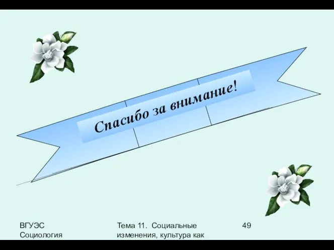 ВГУЭС Социология Тема 11. Социальные изменения, культура как фактор социальных изменений