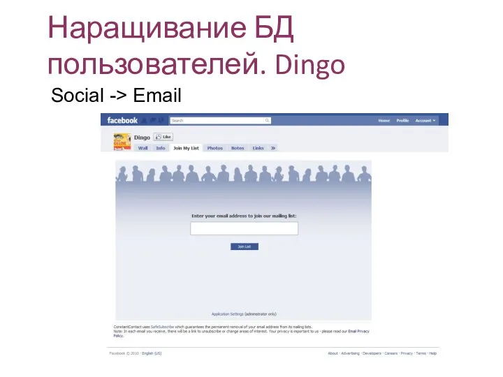 Наращивание БД пользователей. Dingo Social -> Email