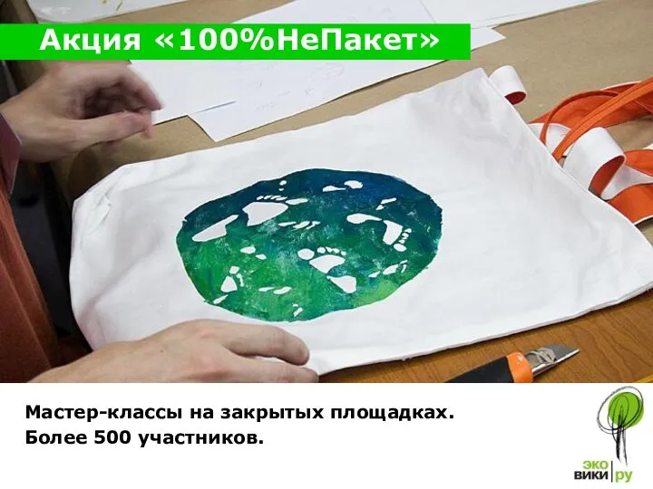 Мастер-классы на закрытых площадках. Более 500 участников. Акция «100%НеПакет»