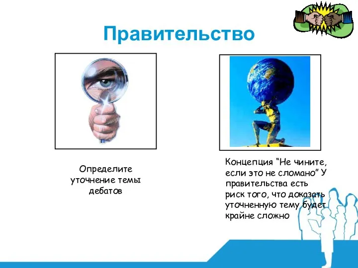 Правительство Определите уточнение темы дебатов Концепция “Не чините, если это не