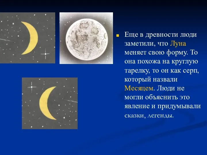 Еще в древности люди заметили, что Луна меняет свою форму. То