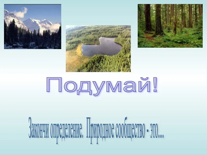 Подумай! Закончи определение. Природное сообщество - это....